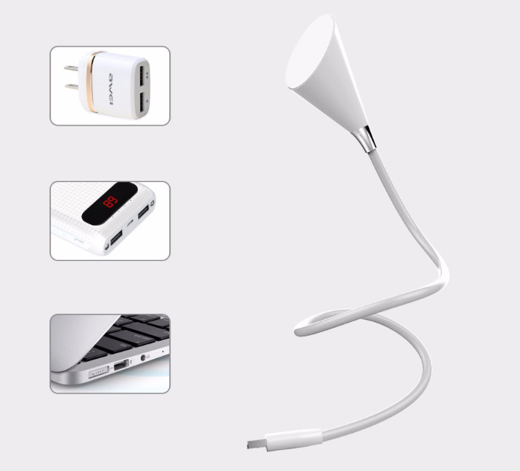 Φορητό LED USB Φωτιστικό & Bluetooth Ηχειάκι με Εύκαμπτο Βραχίονα AWEI - Lighting Speaker L10 